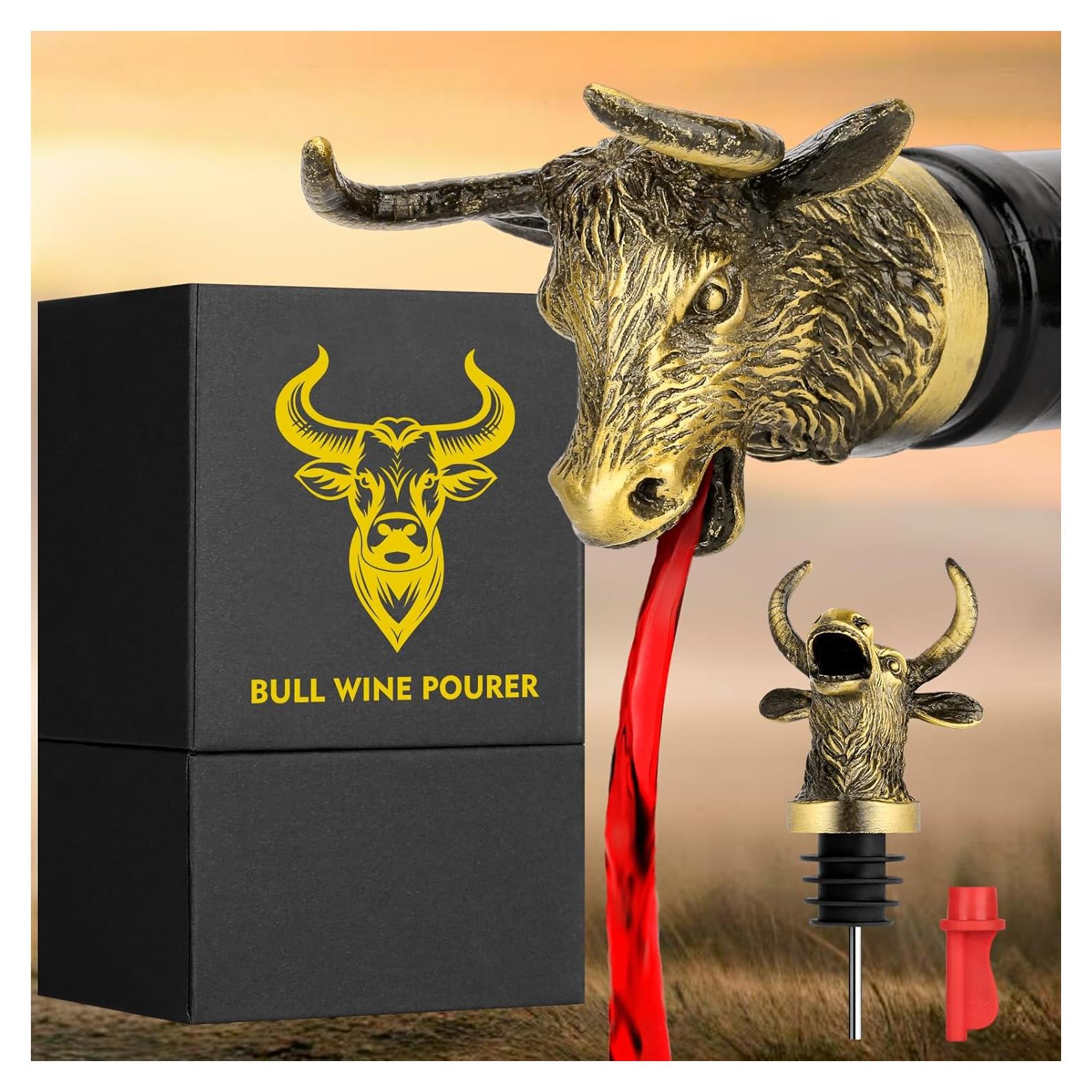 Vertedor y Tapón de Vino 2 en 1 LULLEA Toro Bronce