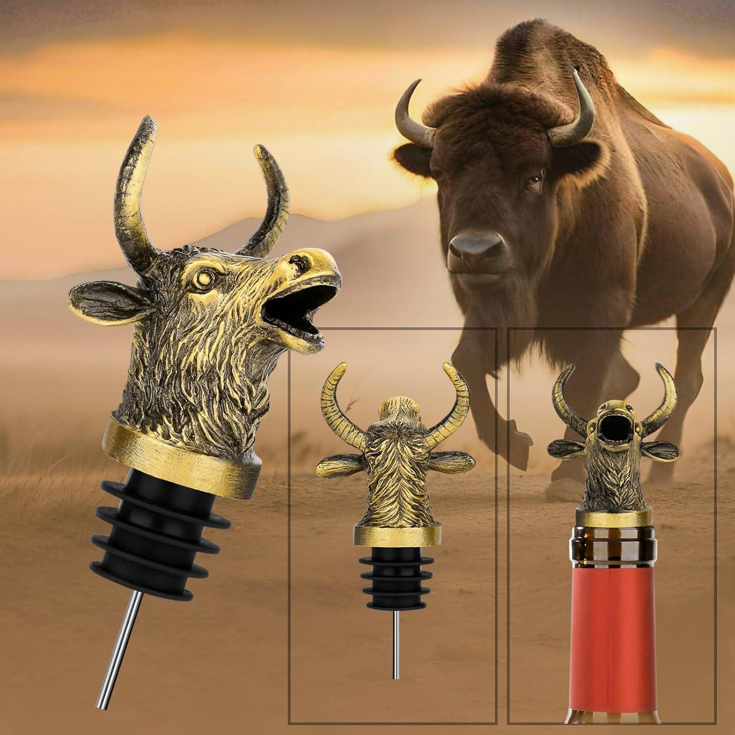 Vertedor y Tapón de Vino 2 en 1 LULLEA Toro Bronce