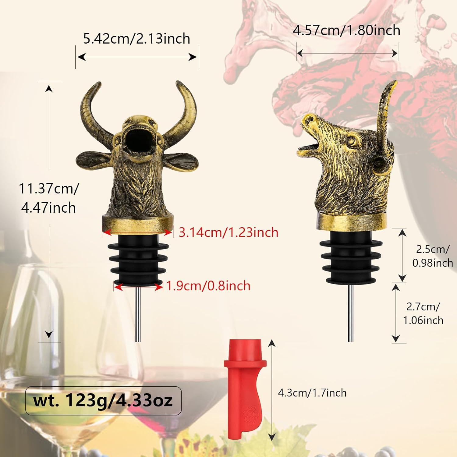 Vertedor y Tapón de Vino 2 en 1 LULLEA Toro Bronce