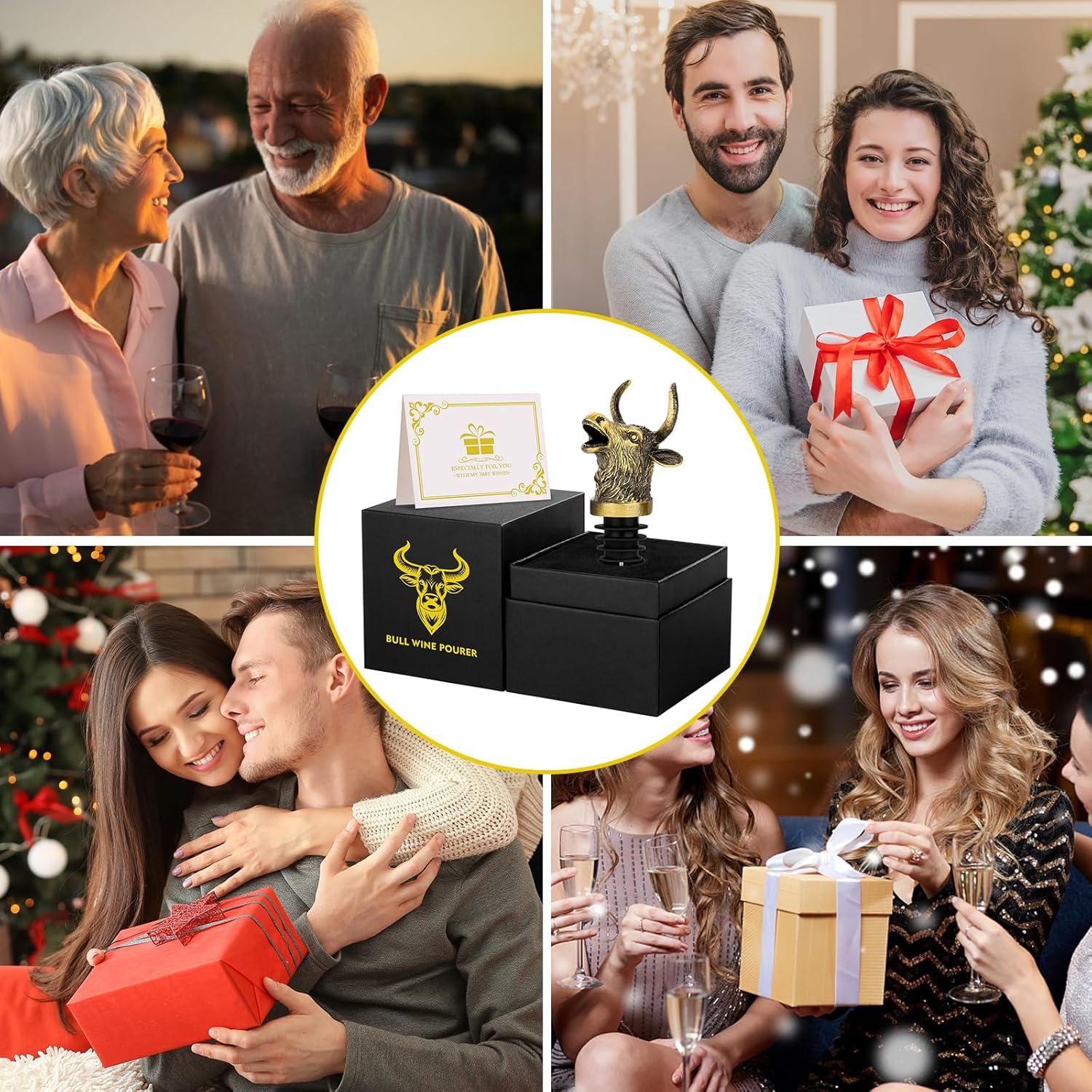 Vertedor y Tapón de Vino 2 en 1 LULLEA Toro Bronce