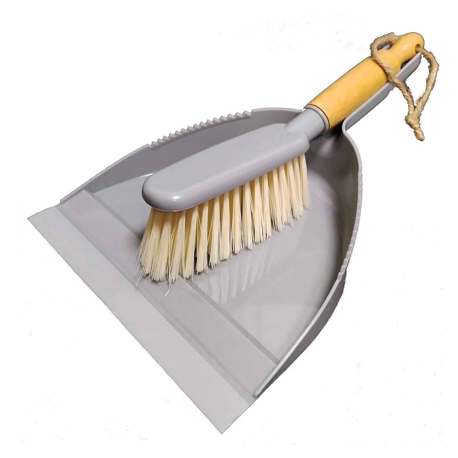 Juego de Recogedor y Escoba Boershun - Mango de Bambú, Gris