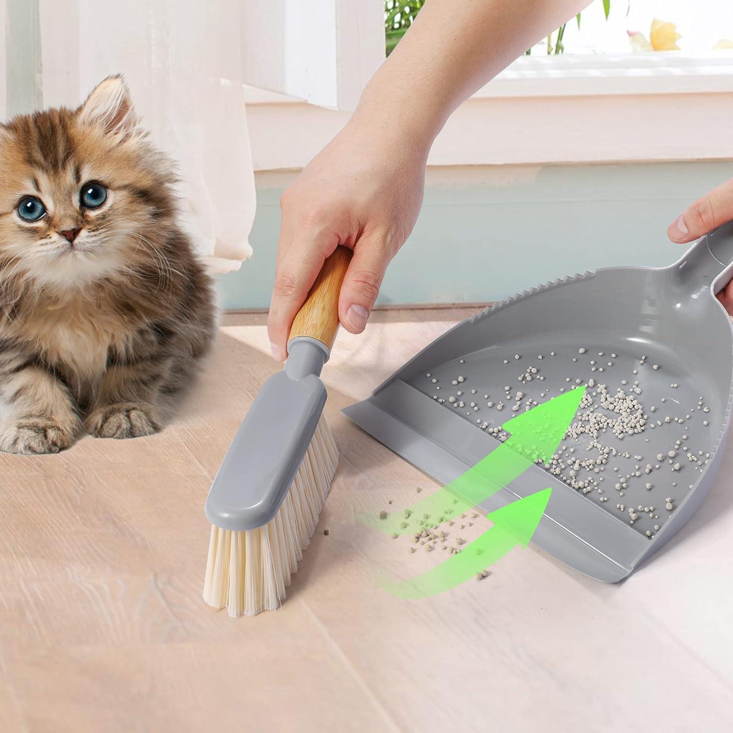 Juego de Recogedor y Escoba Boershun - Mango de Bambú, Gris