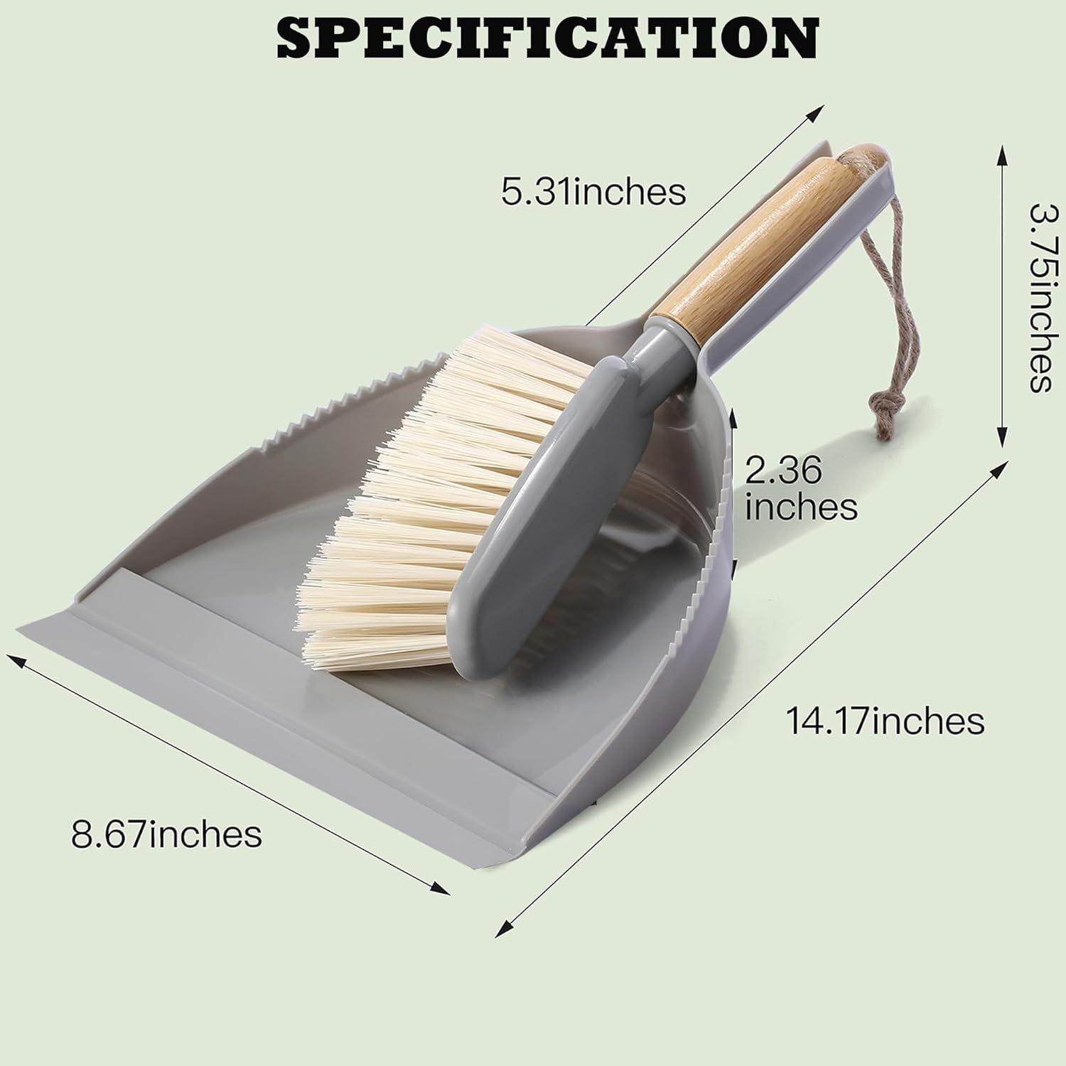 Juego de Recogedor y Escoba Boershun - Mango de Bambú, Gris