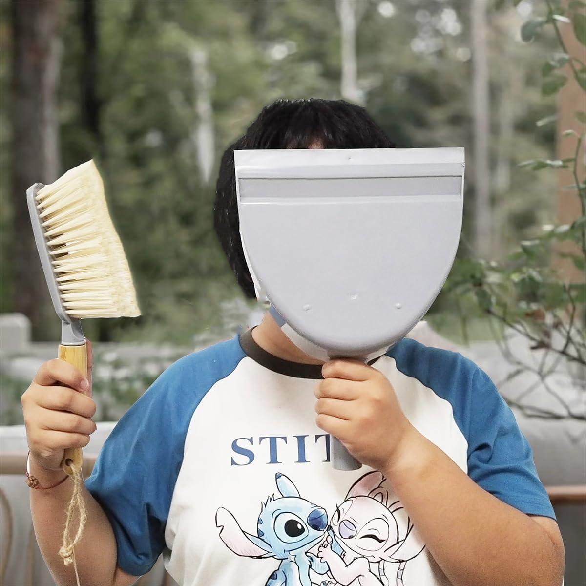 Juego de Recogedor y Escoba Boershun - Mango de Bambú, Gris