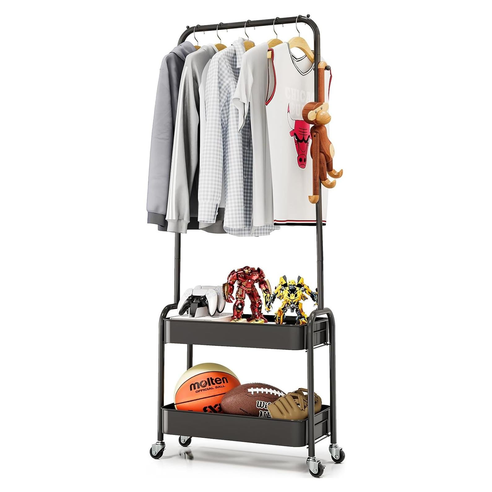 Perchero con Ruedas KINGRACK para Niños, Negro, 148.6 cm