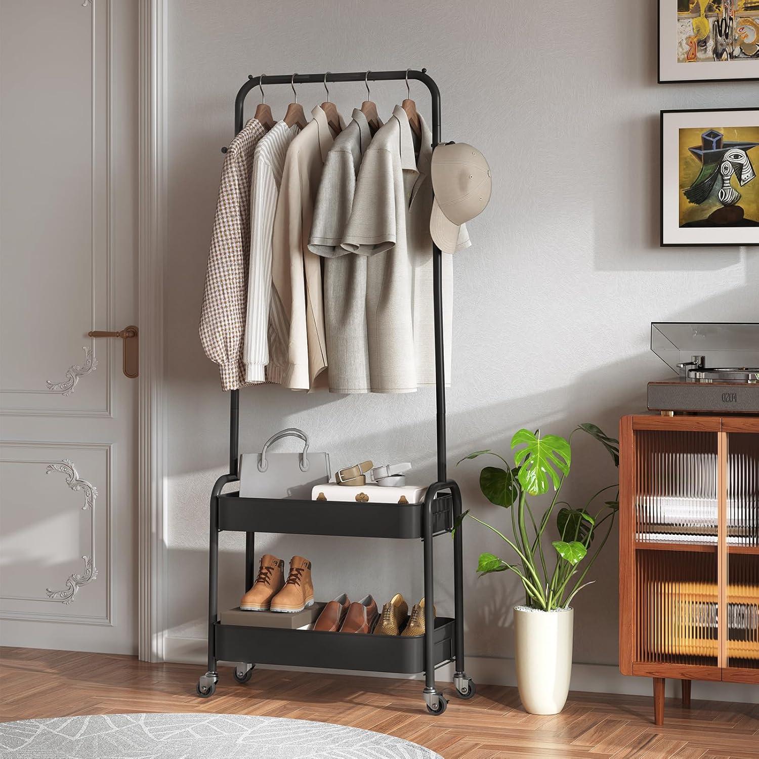 Perchero con Ruedas KINGRACK para Niños, Negro, 148.6 cm