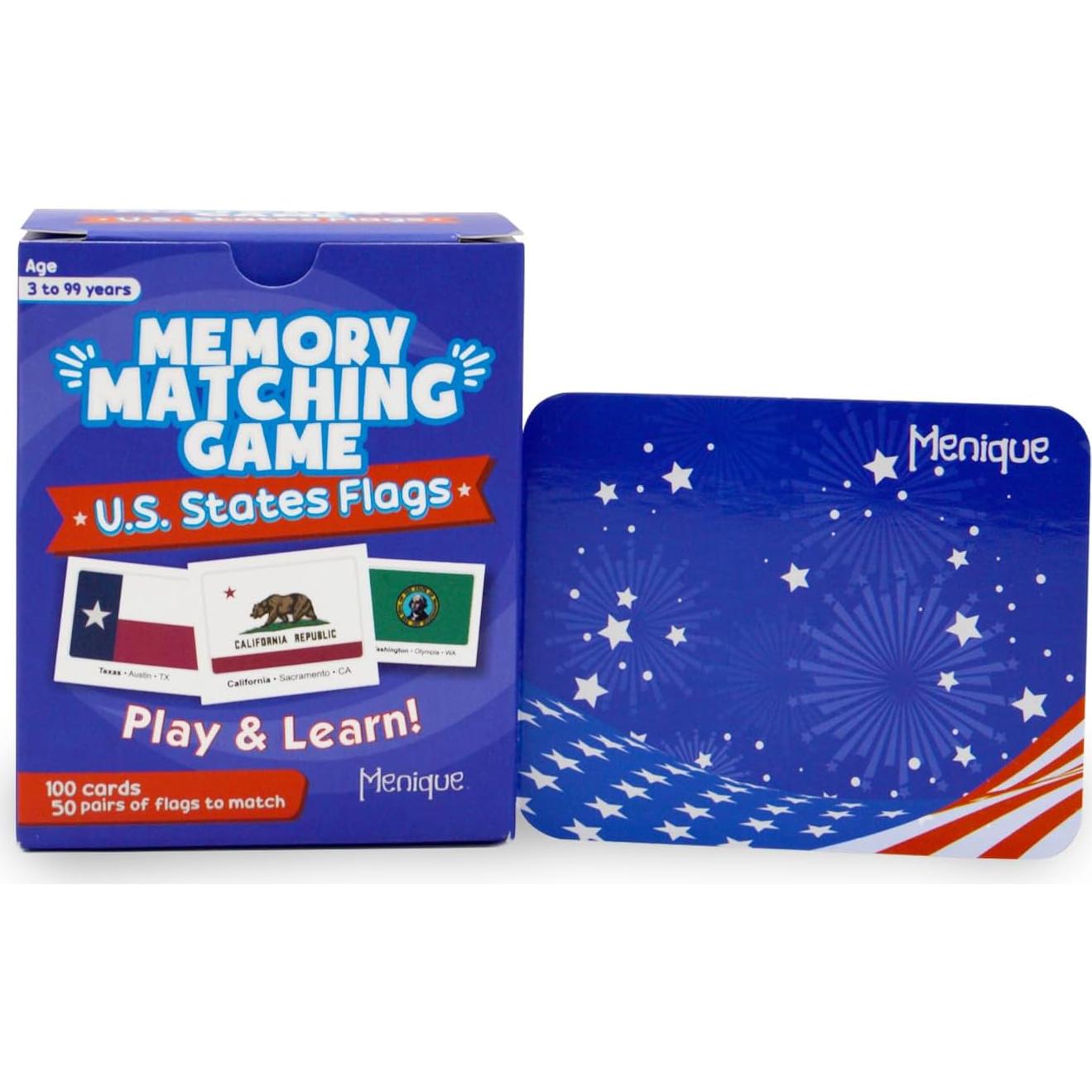 Juego de Memoria Banderas de EE. UU. Menique - 100 Cartas