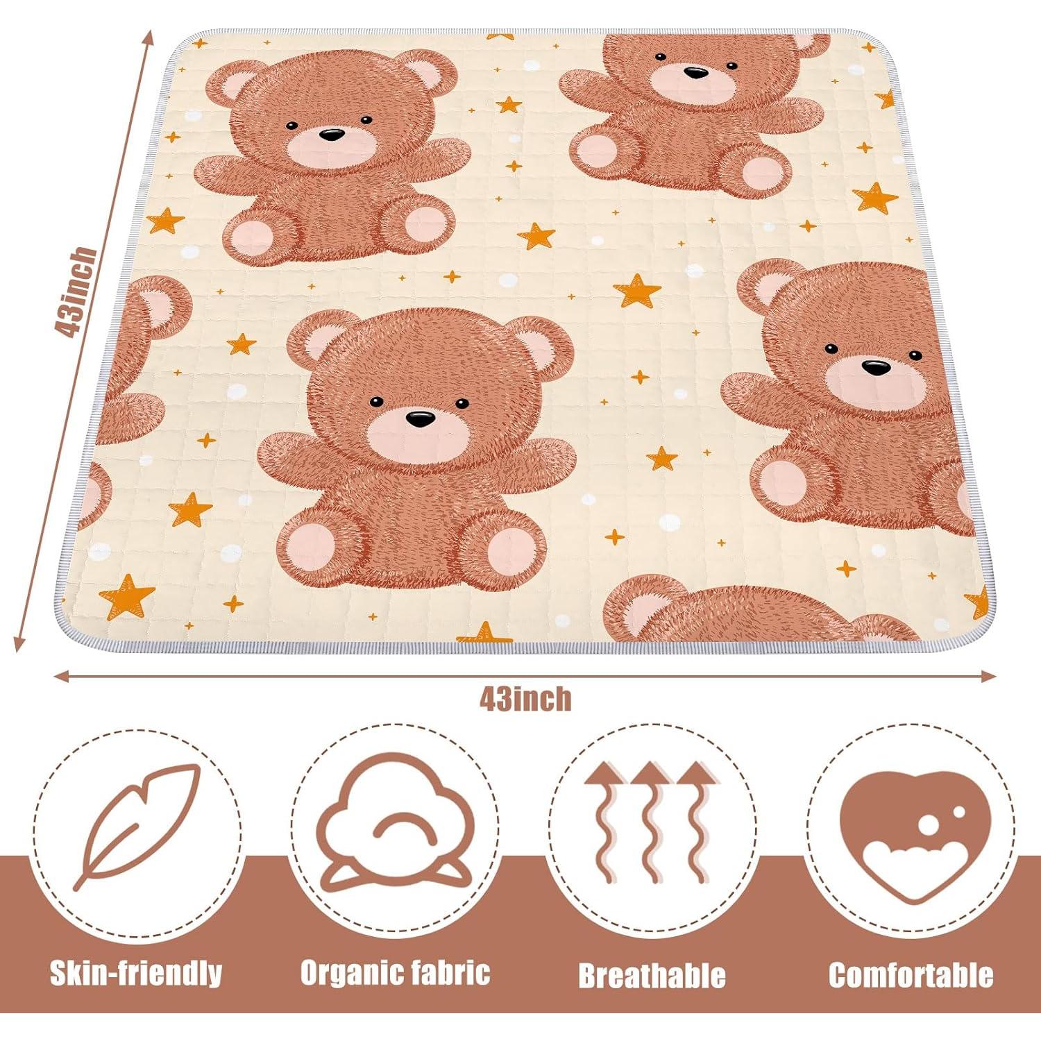 Alfombra de Juego Boho Funtery 109x109 cm Oso Lavable Antideslizante