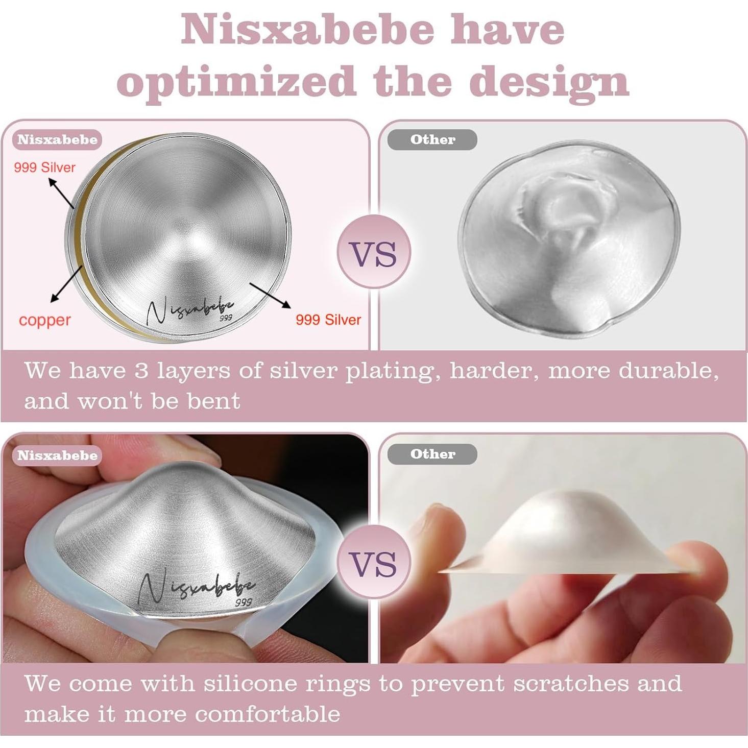 Copas de Lactancia Nisxabebe Plata Trilaminada XL con Silicona