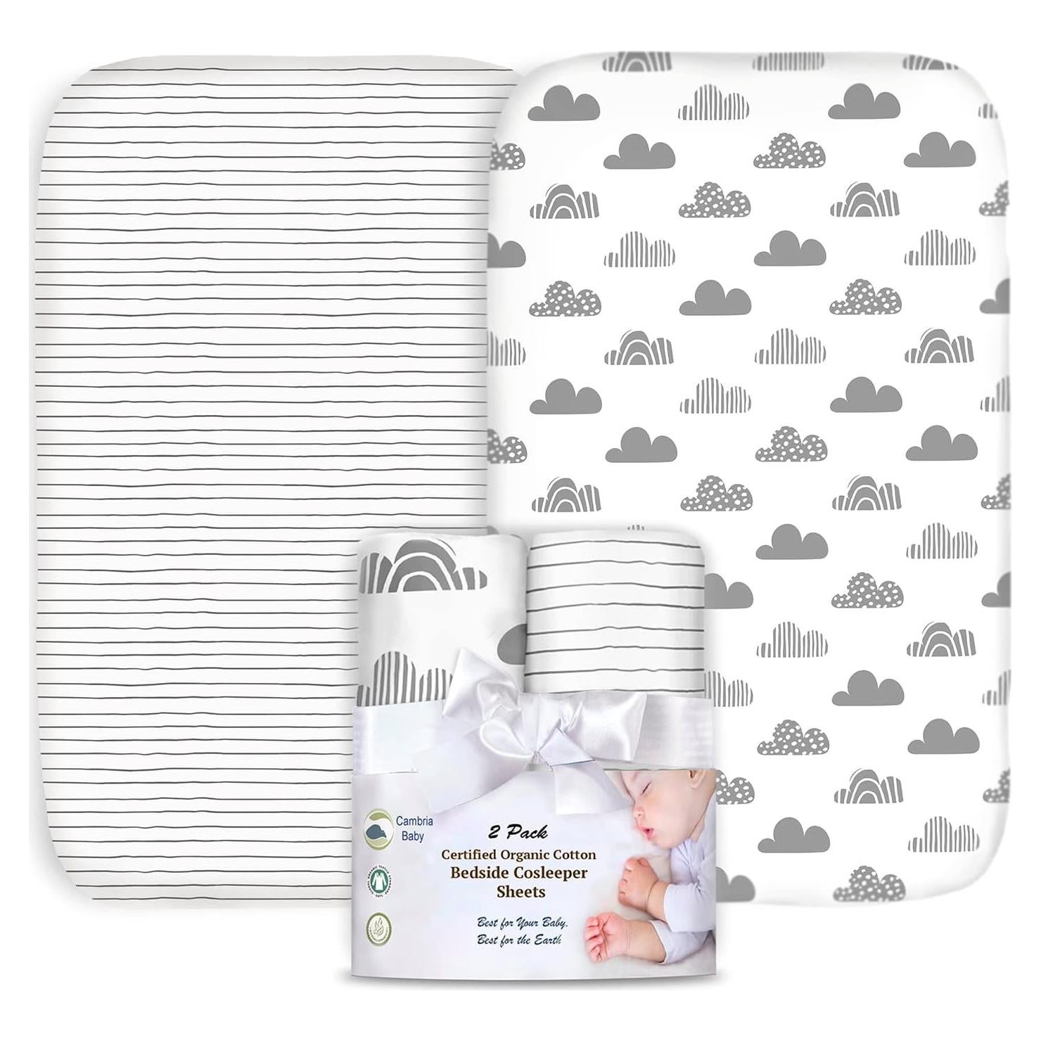 Sábanas Ajustables 100% Algodón Orgánico Cambria Baby 2 Pk