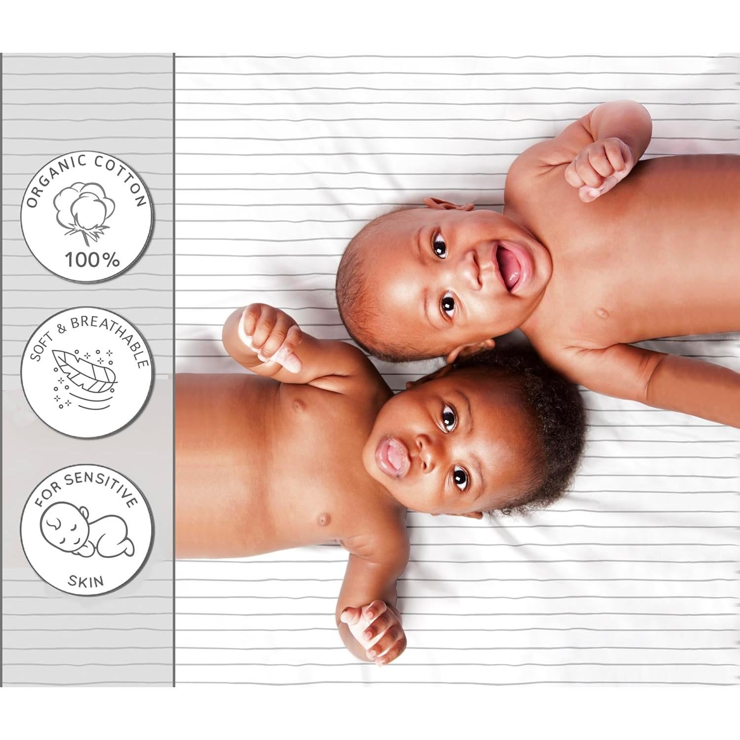 Sábanas Ajustables 100% Algodón Orgánico Cambria Baby 2 Pk