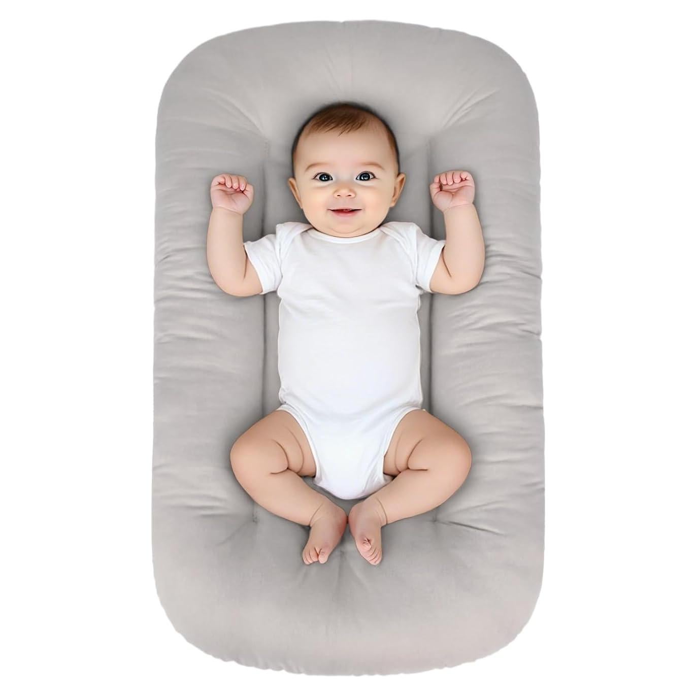 Cojín Orgánico para Bebés 0-24 Meses Algodón Suave Gris
