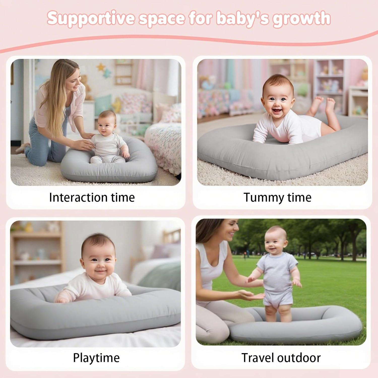 Cojín Orgánico para Bebés 0-24 Meses Algodón Suave Gris