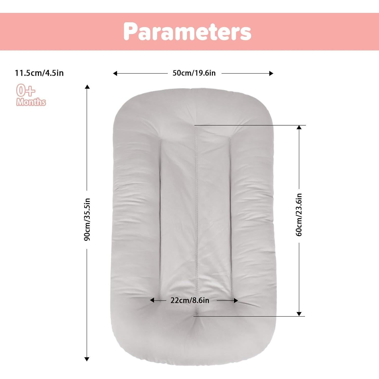 Cojín Orgánico para Bebés 0-24 Meses Algodón Suave Gris