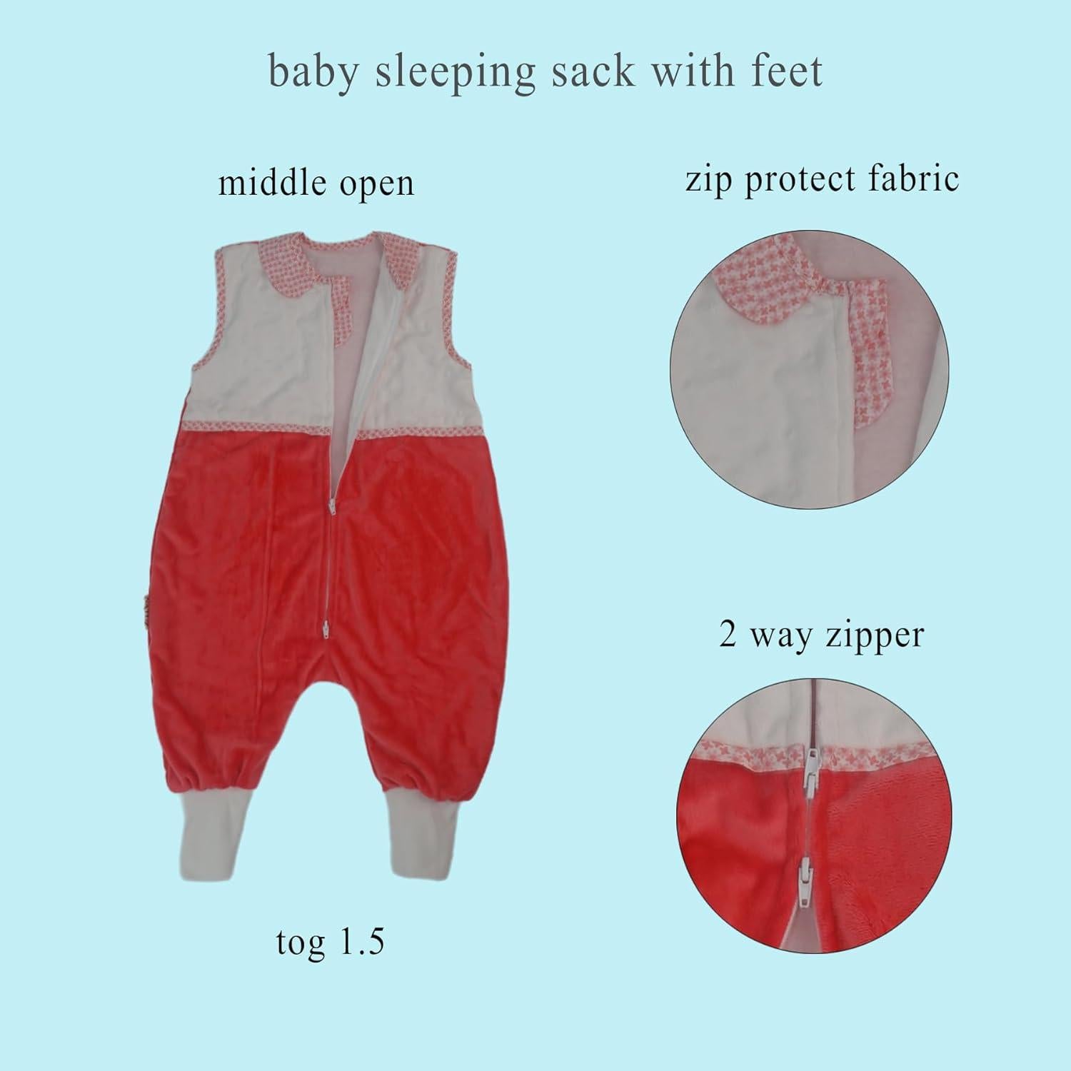 Saco de dormir para niños 1.5 TOG con pies NVLS-RED-S