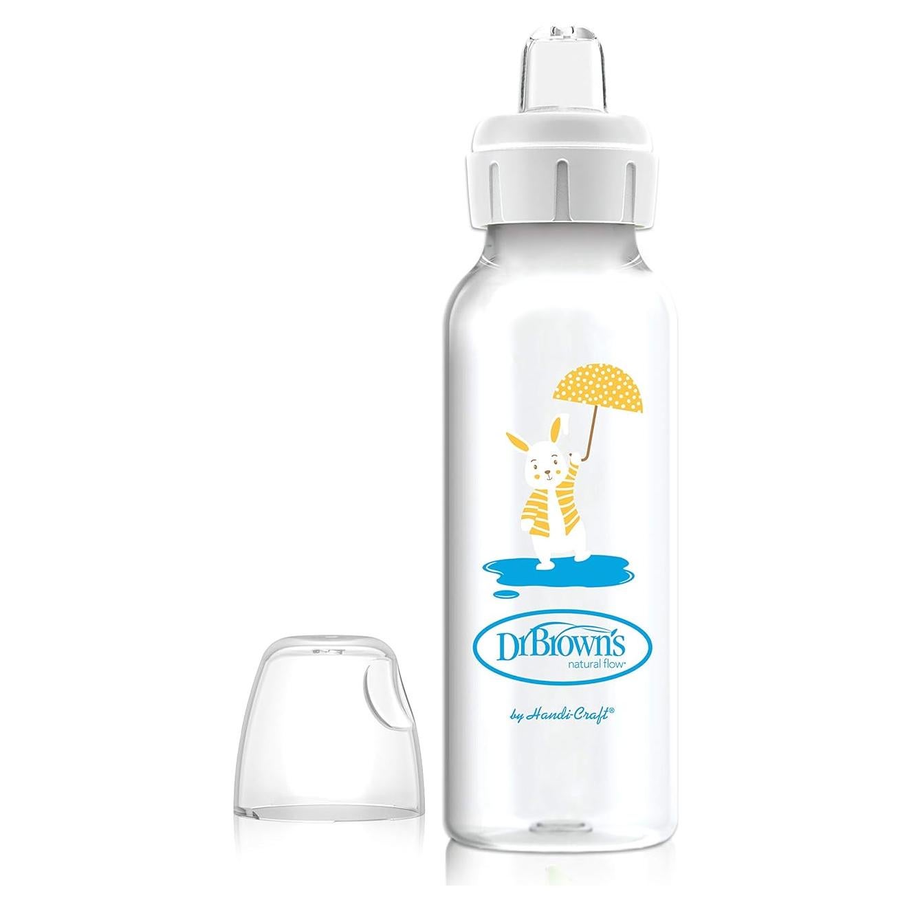 Botella Sippy Dr. Brown's Conejo 250mL Boquilla Silicona 6m+