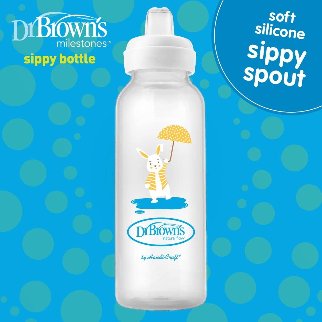 Botella Sippy Dr. Brown's Conejo 250mL Boquilla Silicona 6m+