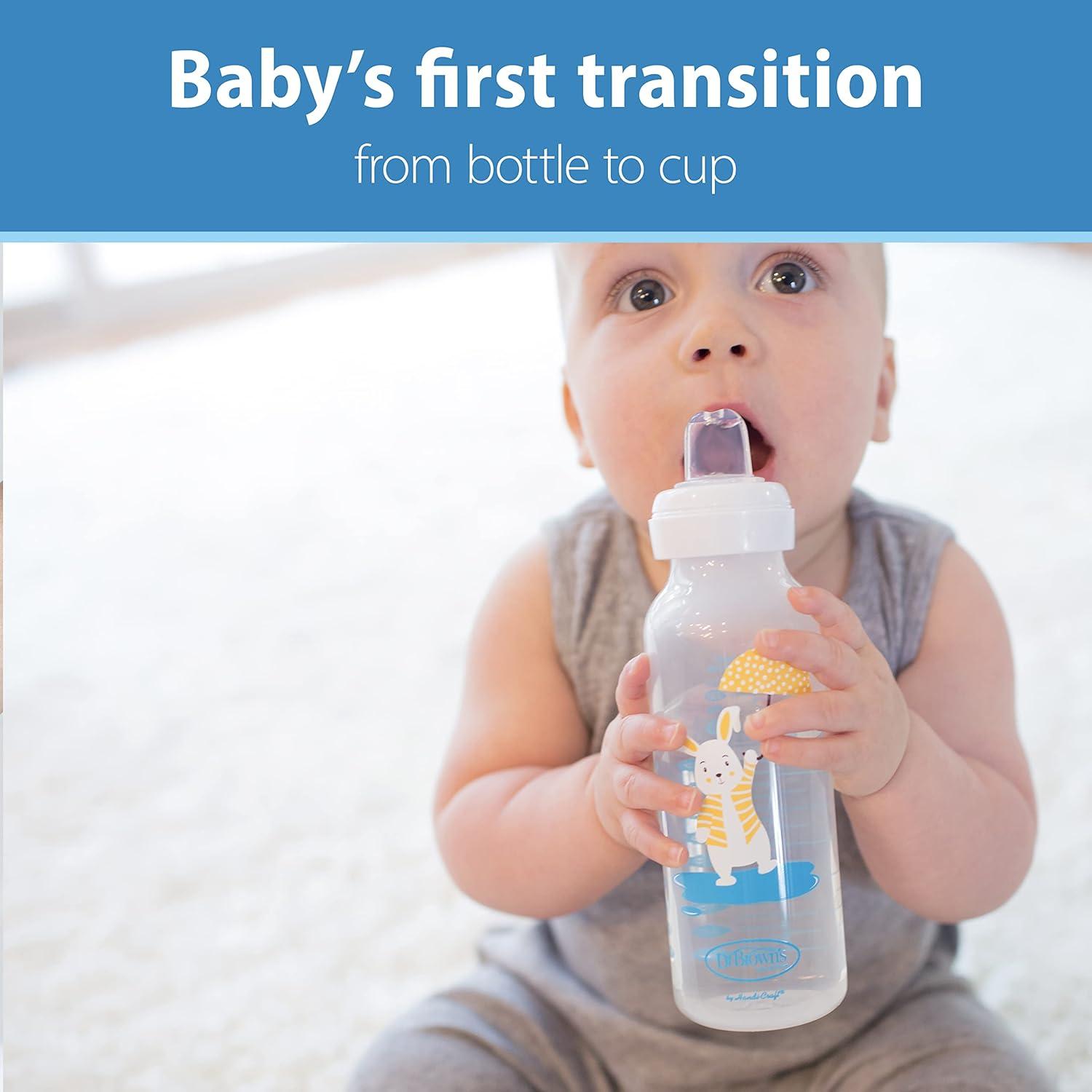 Botella Sippy Dr. Brown's Conejo 250mL Boquilla Silicona 6m+