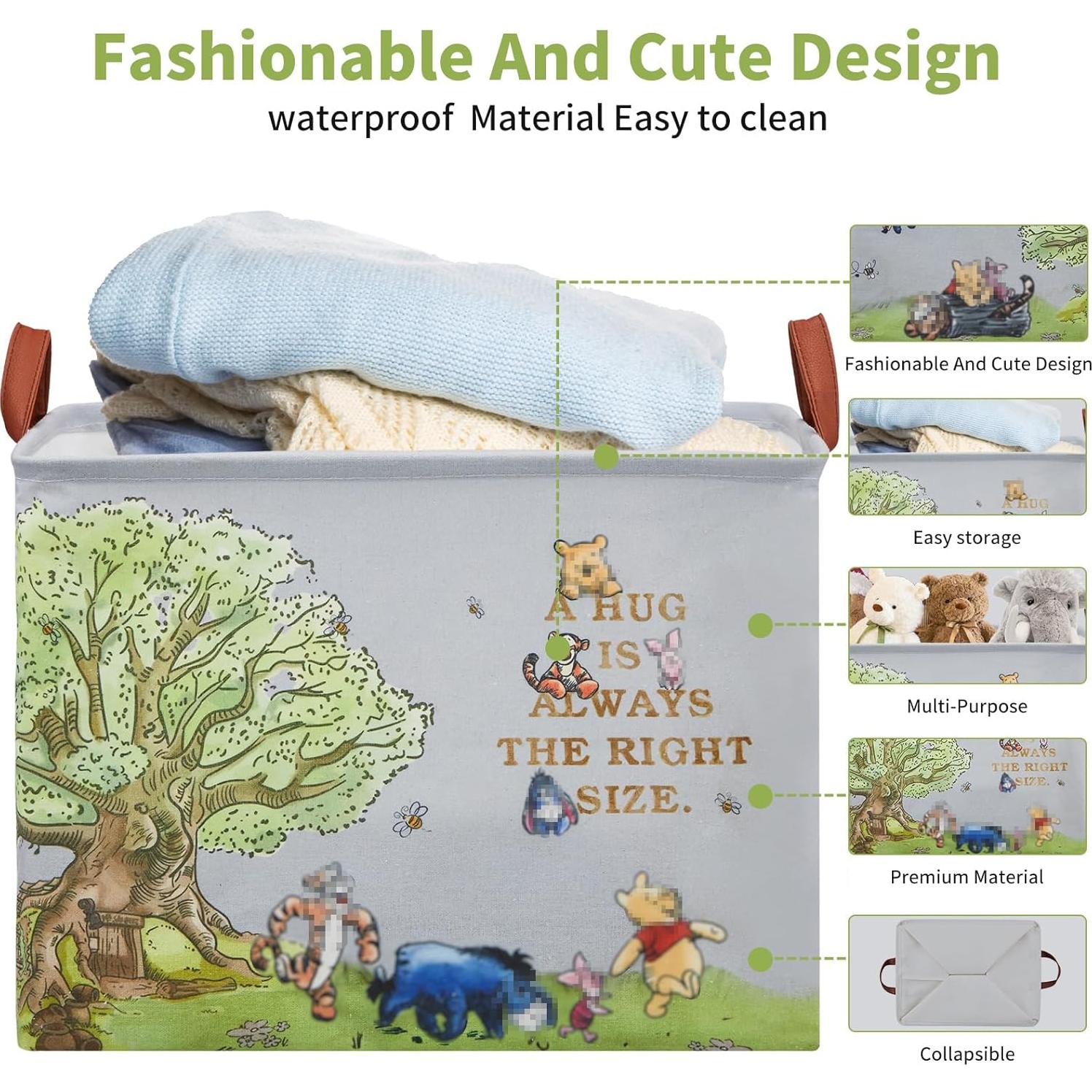 Cesta de Almacenamiento Plegable X-SIGA Oso Grande 40x30cm Gris