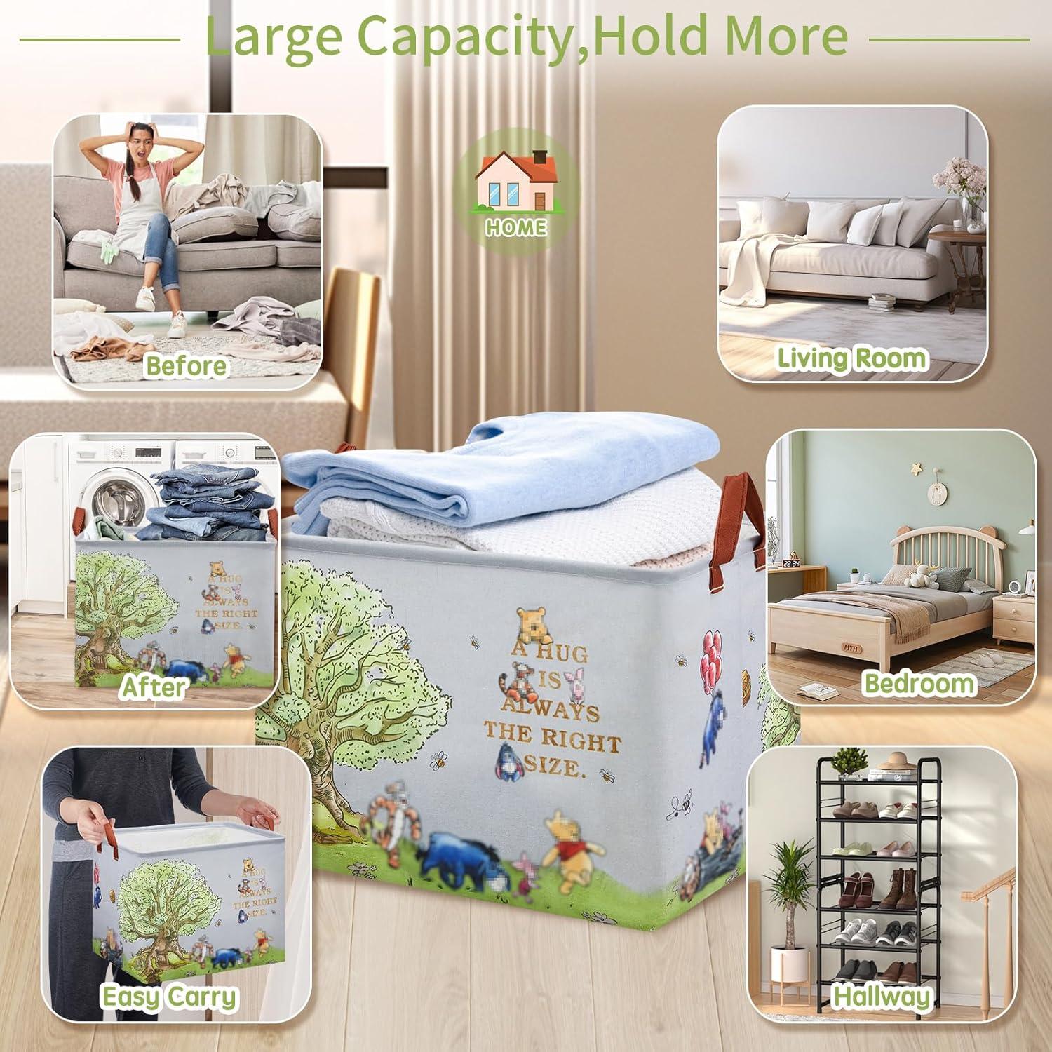 Cesta de Almacenamiento Plegable X-SIGA Oso Grande 40x30cm Gris