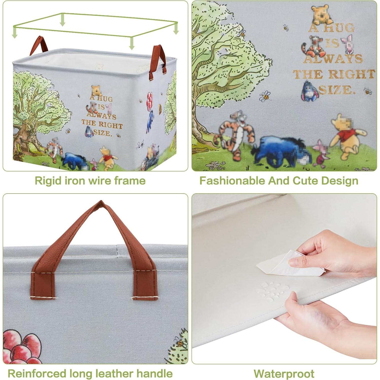 Cesta de Almacenamiento Plegable X-SIGA Oso Grande 40x30cm Gris