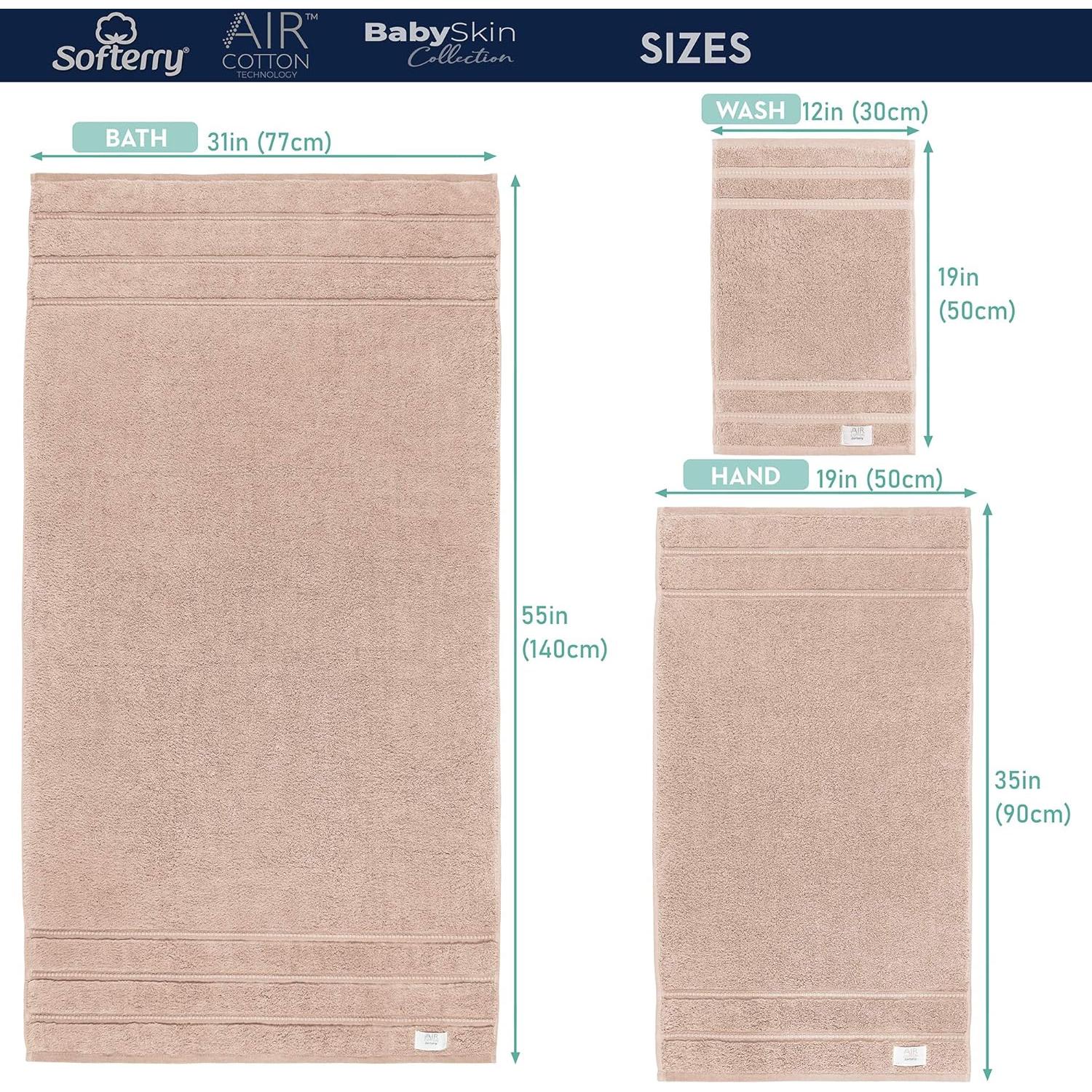 Juego de Toallas de Baño Softerry Baby Skin - 100% Algodón - Beige - 6 Piezas