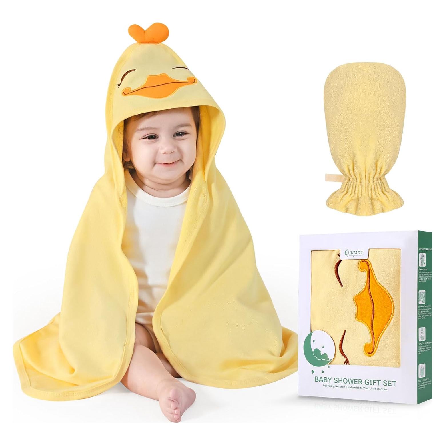 Toalla con Capucha UKMOT para Bebé Pato 71x71cm Bambú Hipoalergénica