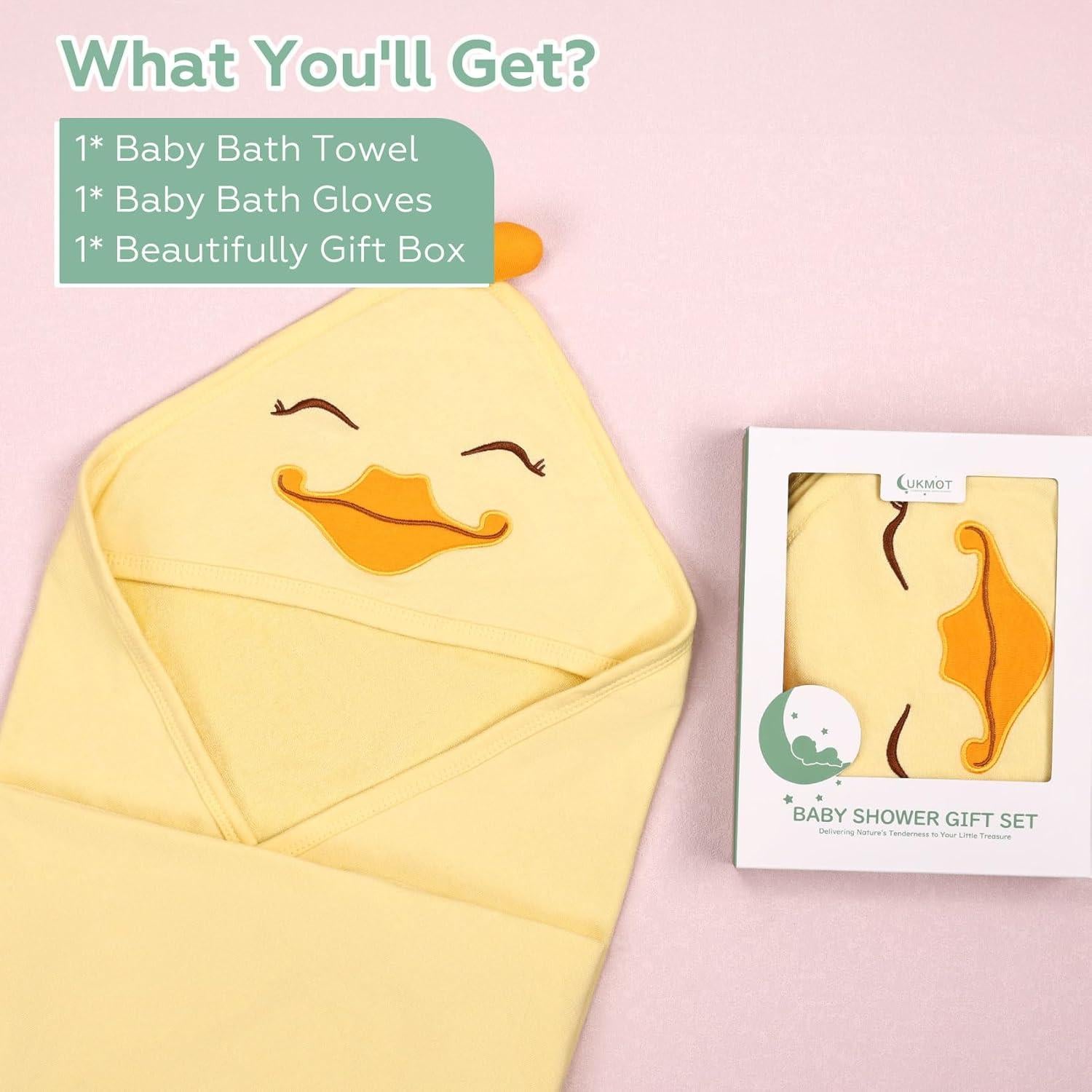 Toalla con Capucha UKMOT para Bebé Pato 71x71cm Bambú Hipoalergénica