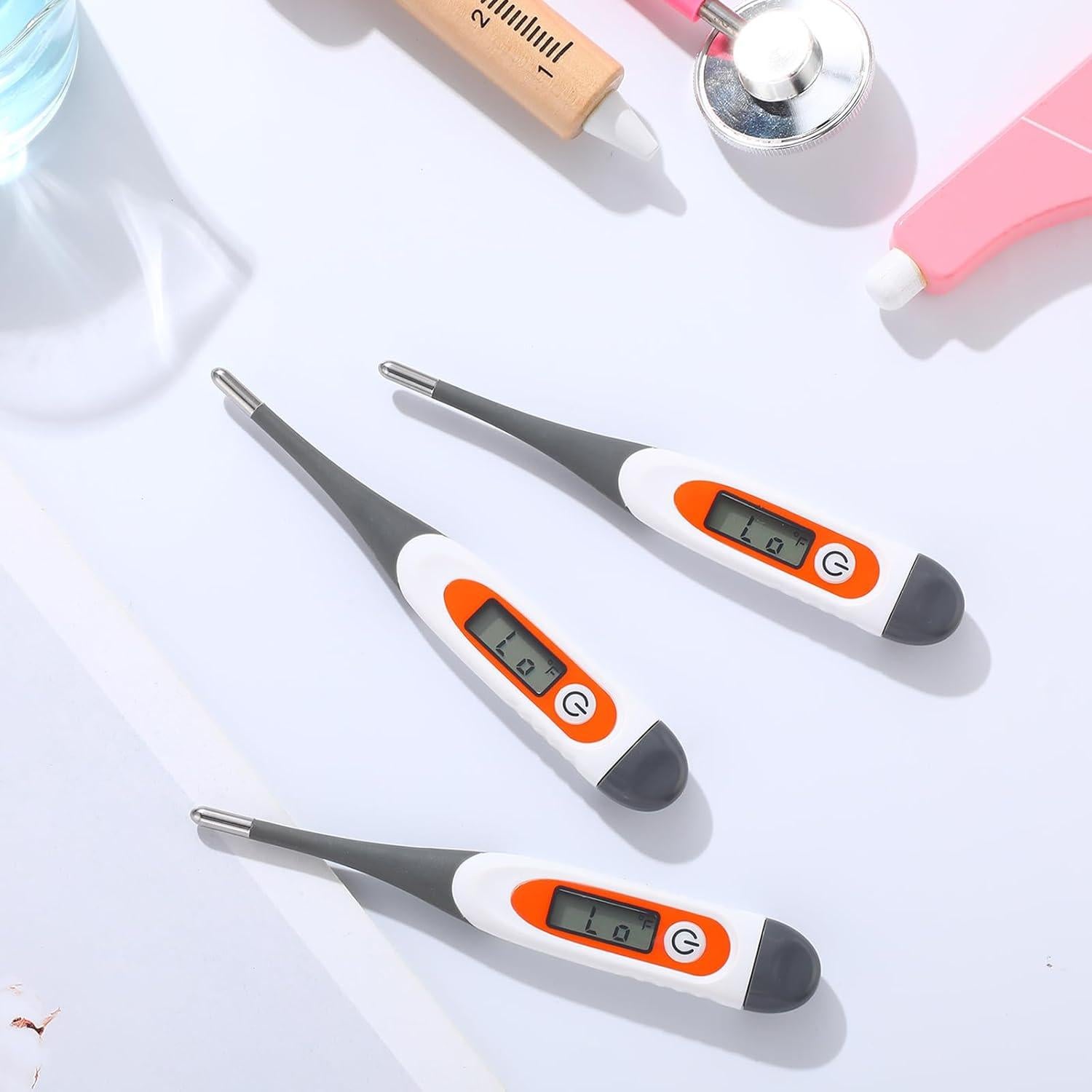 Termómetro Digital Oral TrelaCo 10 Pcs Punta Flexible Gris