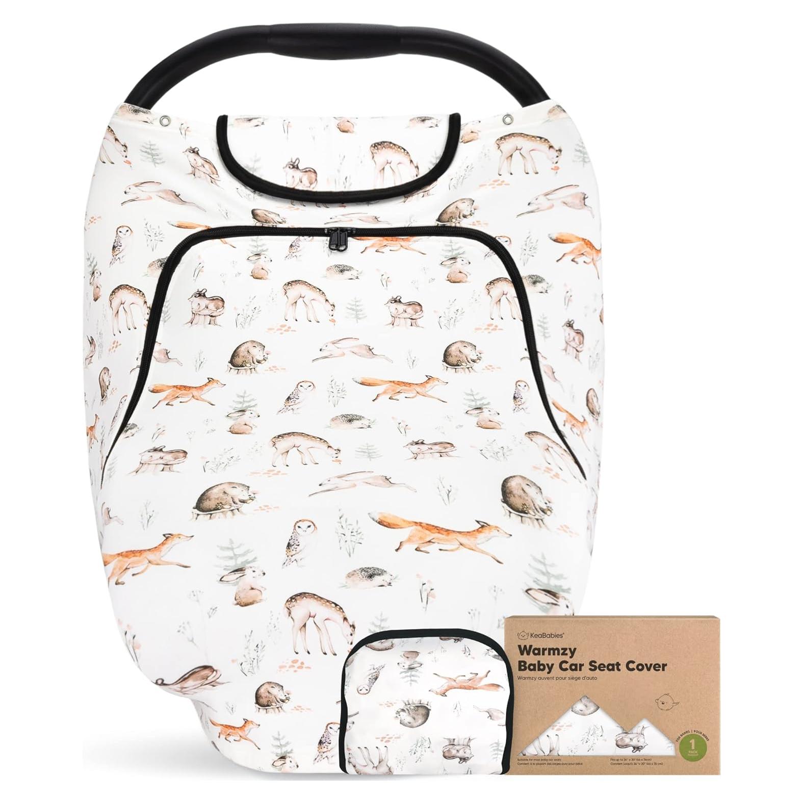 Baby Car Seat Cover for Boys, Girls - Breathable Infant Carseat Canopy for Winter, Rain, Universal Stretchy Fit Nursing Cover for Breastfeeding Newborns, Super Soft, Easy Access Zip Window (Arcadia)