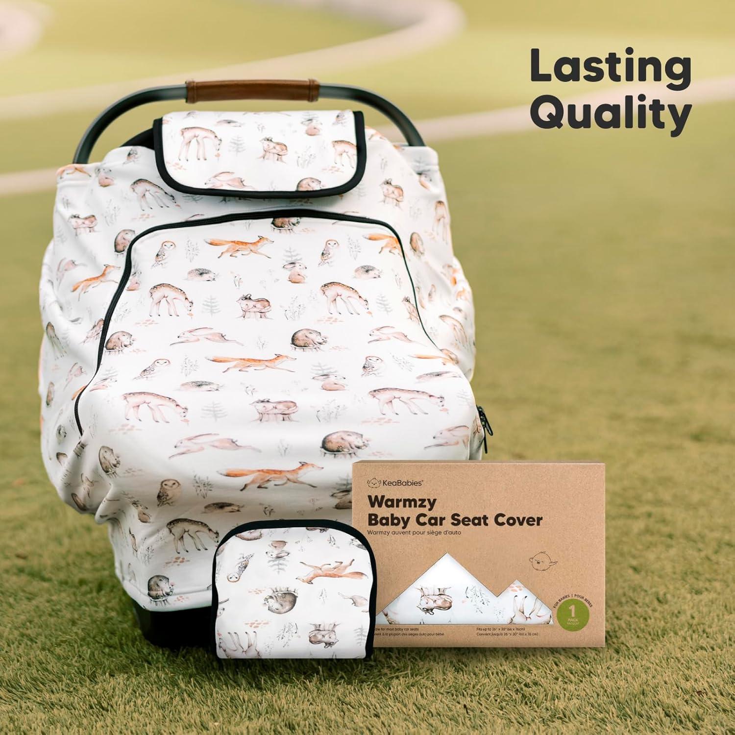 Baby Car Seat Cover for Boys, Girls - Breathable Infant Carseat Canopy for Winter, Rain, Universal Stretchy Fit Nursing Cover for Breastfeeding Newborns, Super Soft, Easy Access Zip Window (Arcadia)