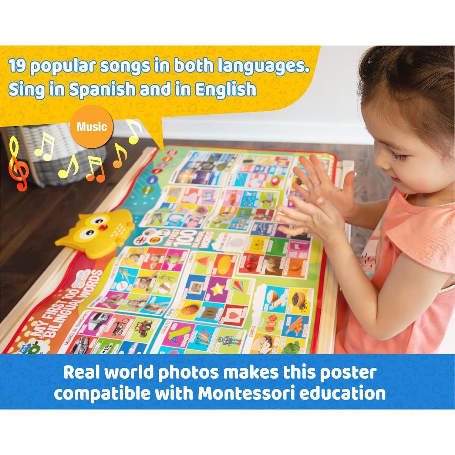 Póster Electrónico Bilingüe GUFINO 100 Palabras para Niños