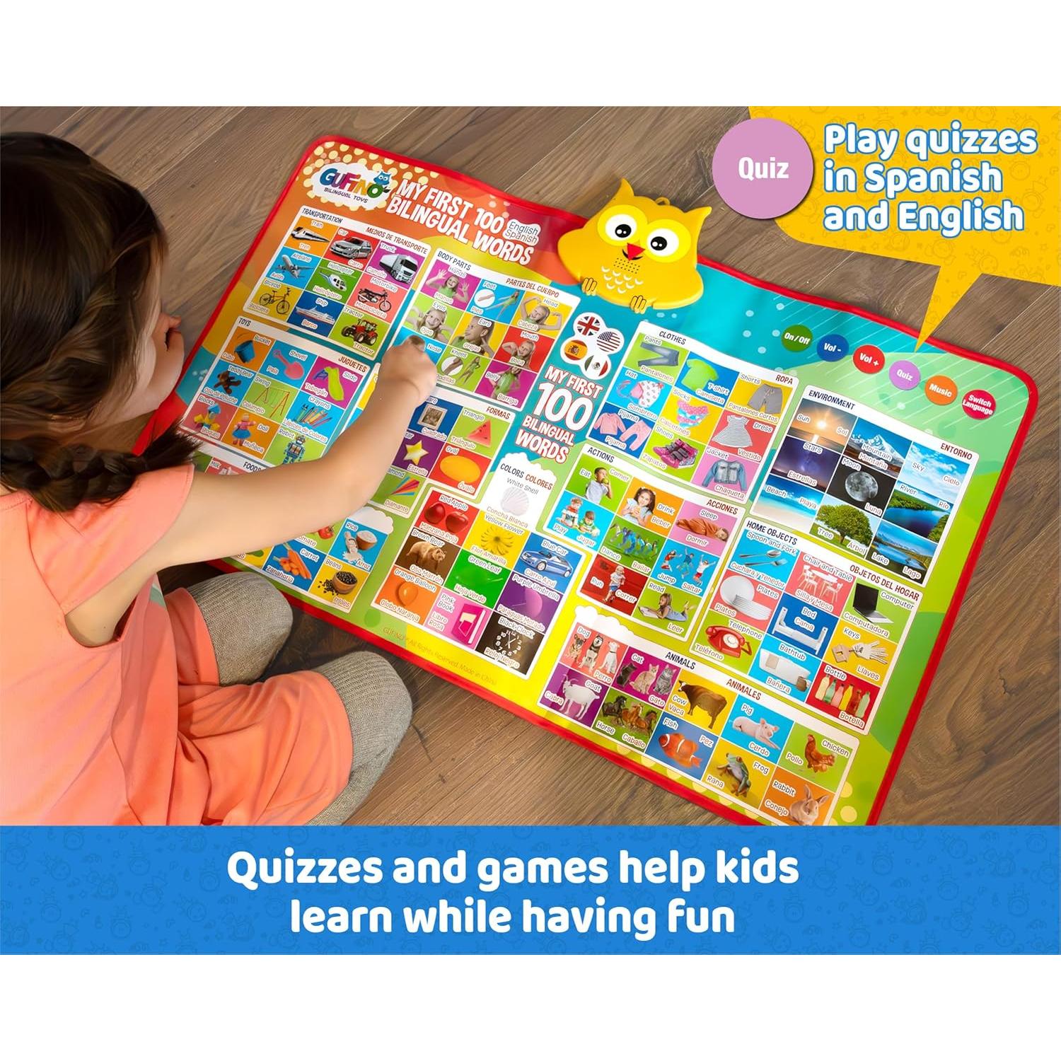 Póster Electrónico Bilingüe GUFINO 100 Palabras para Niños