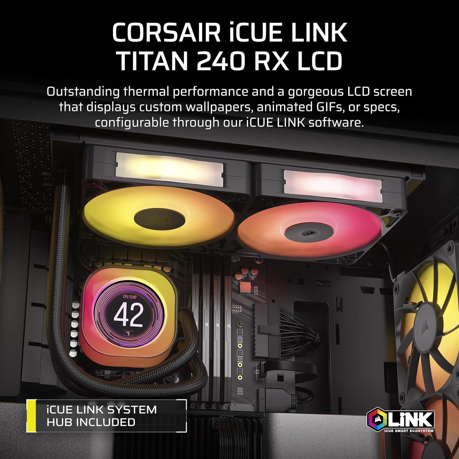 Enfriador de CPU CORSAIR iCUE Link Titan RX LCD 240mm AIO