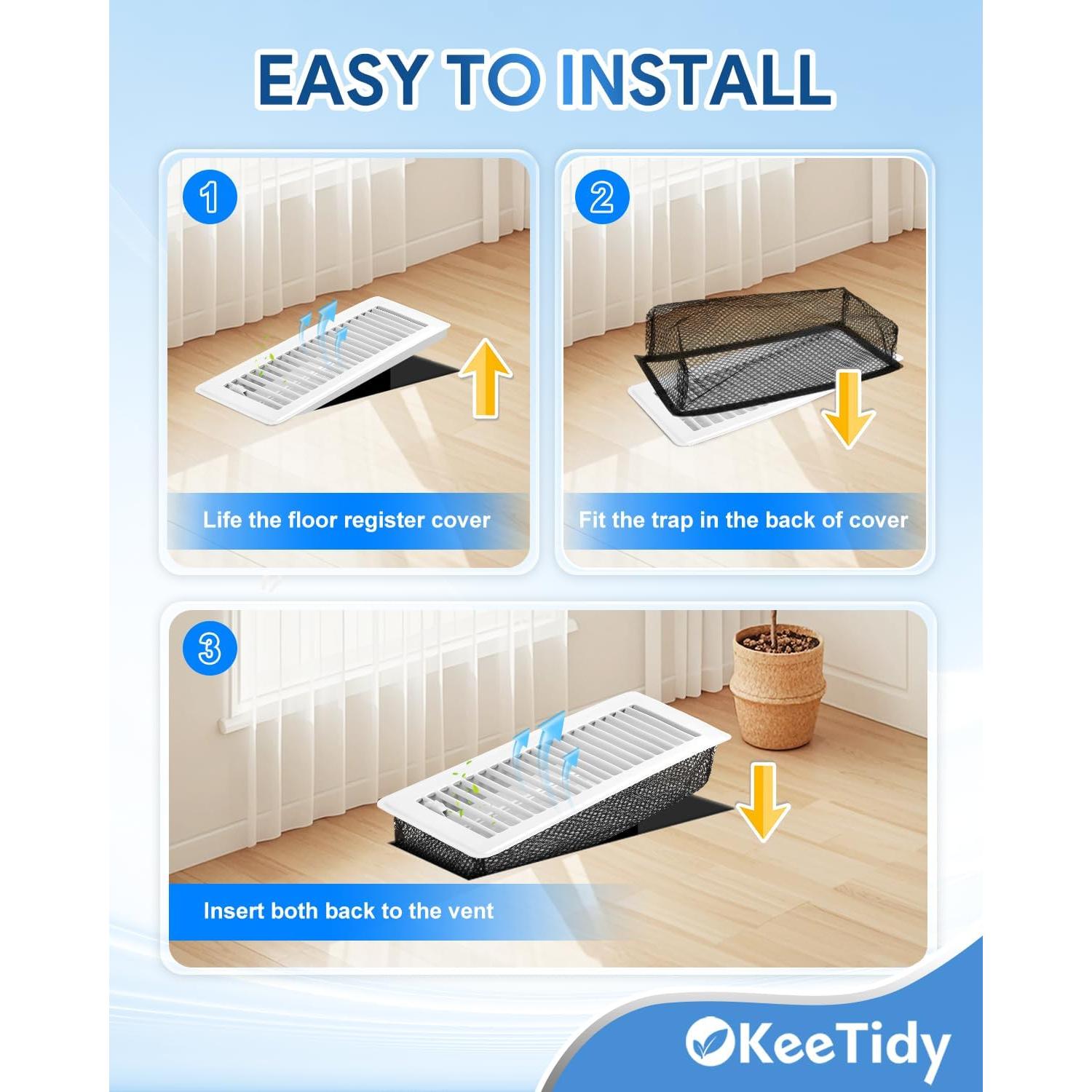 Red de Pantalla para Ventilación de Suelo KeeTidy 4"x10" 3 Paquetes