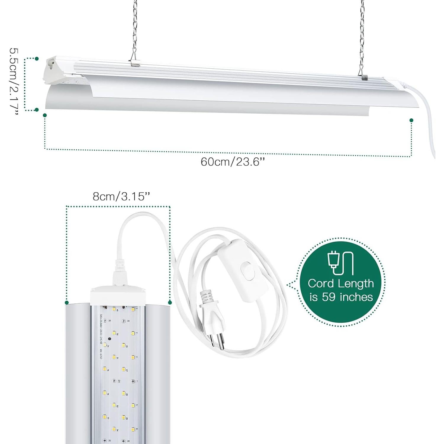 Luz de Cultivo LED SZHLUX 2FT 80W Espectro Completo para Plantas