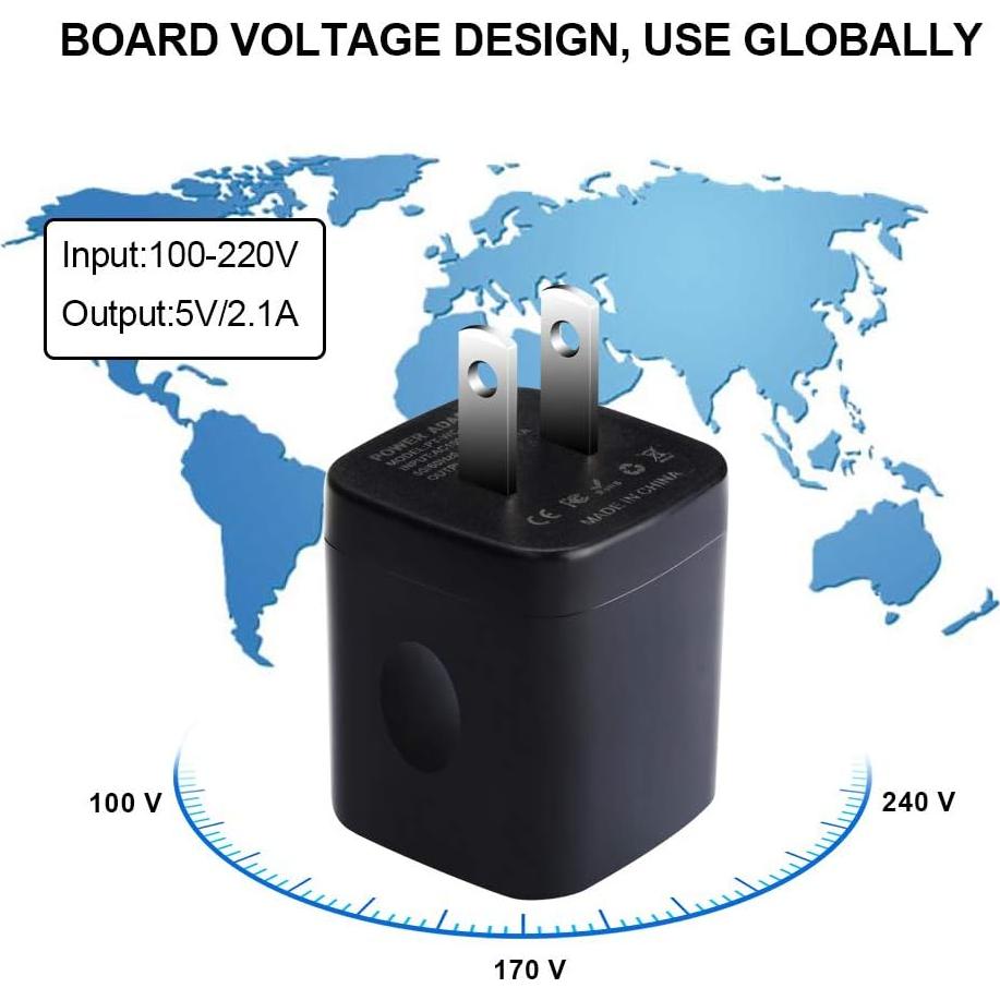Cargador de Pared USB Doble UorMe 2.1A 5V Paquete de 5