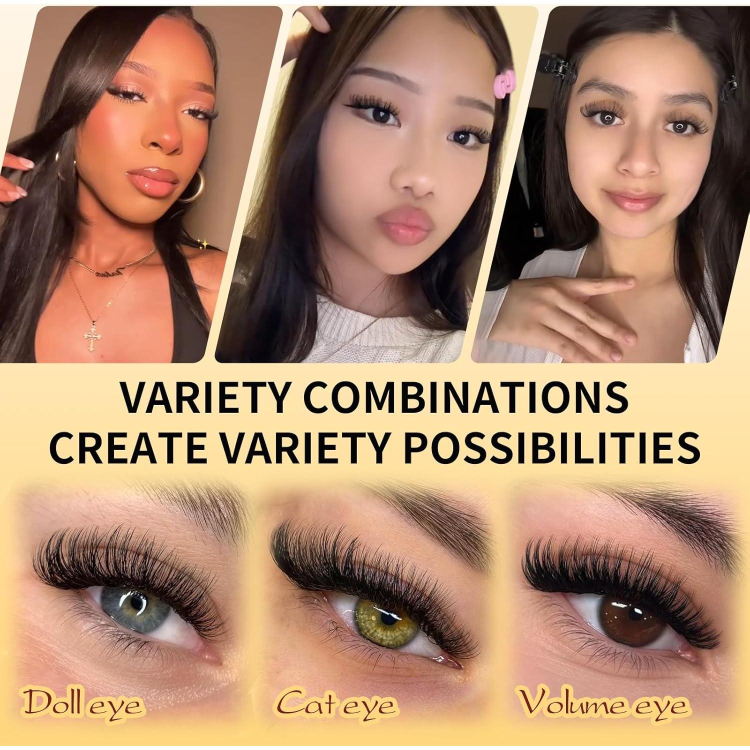 Kit de Grupos de Pestañas QUEWEL 320 Pcs 30D 40D 9-16mm