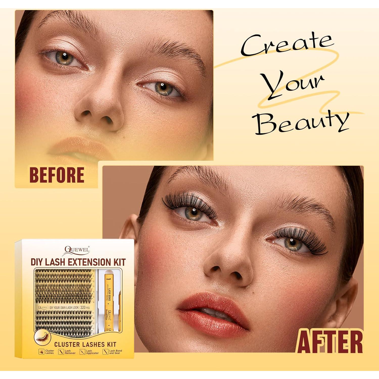 Kit de Grupos de Pestañas QUEWEL 320 Pcs 30D 40D 9-16mm