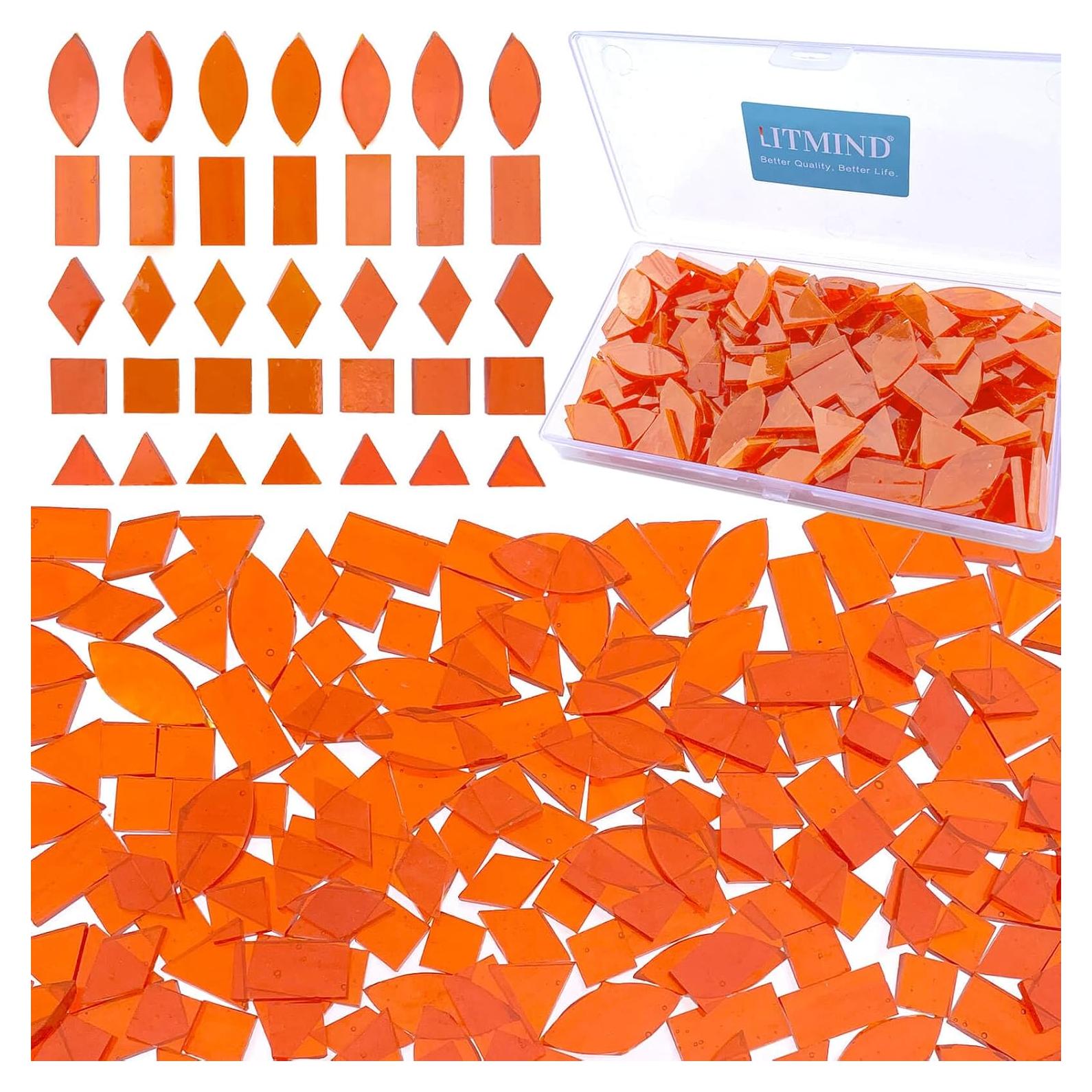 Azulejos de Mosaico de Vidrio Templado LITMIND Naranja 240 Piezas