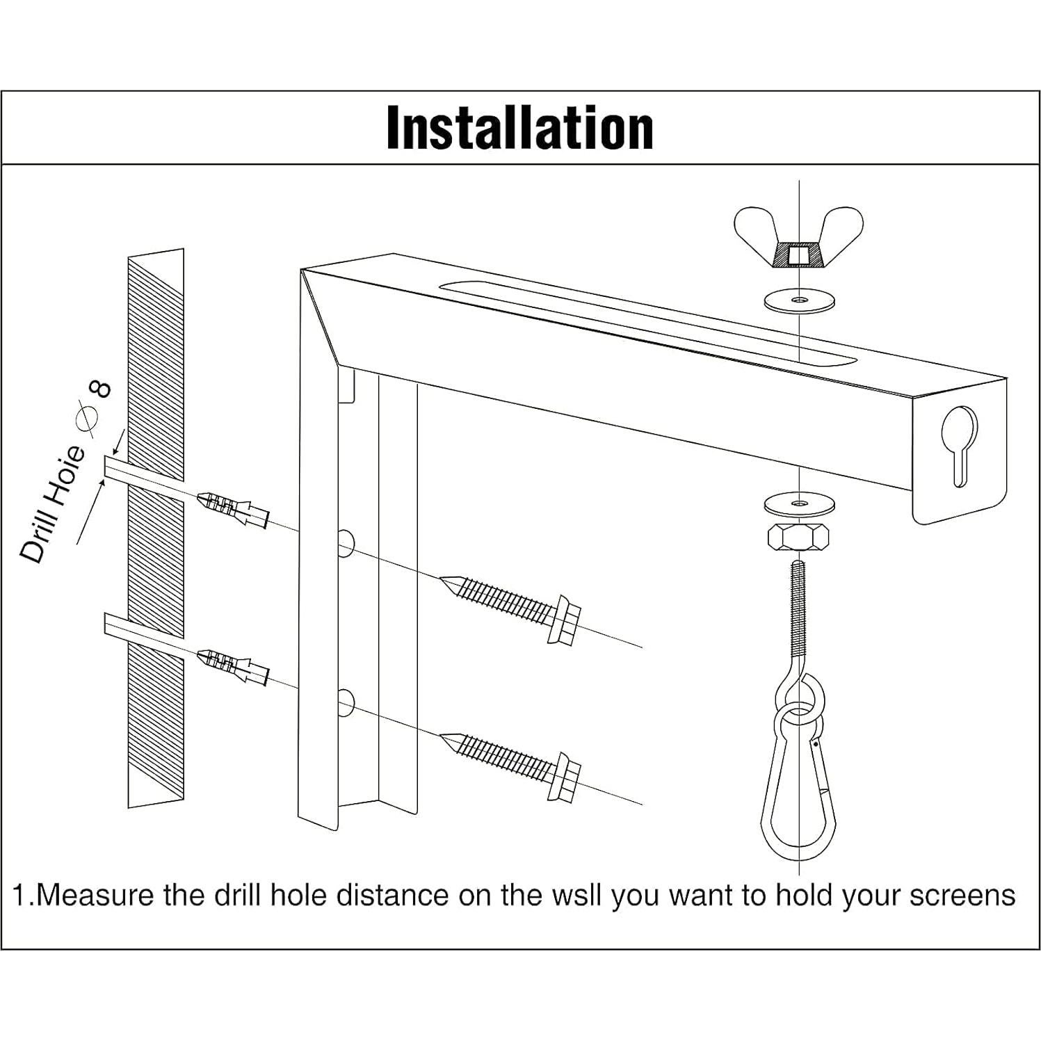 Soporte de Pared para Pantalla de Proyector Fhome Negro 6" Ajustable