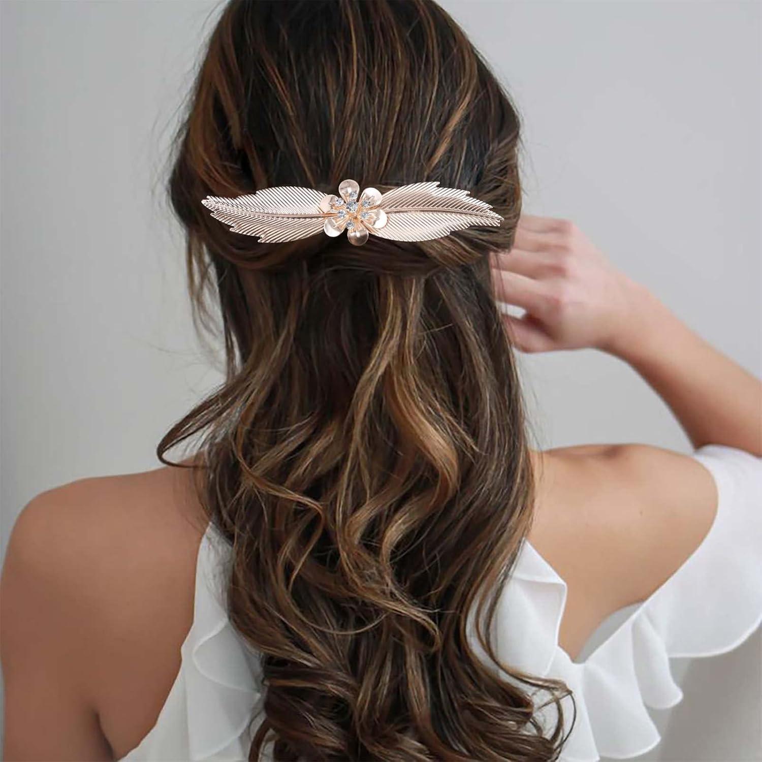 Peina de cabello dorada Yheakne con strass para boda 11.94 cm