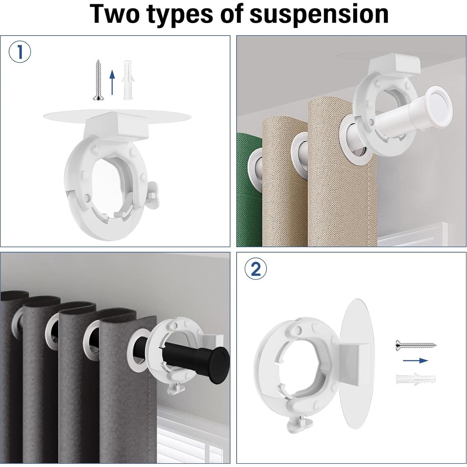Soportes de Varilla de Cortina Adhesivos Havenest 6 Pcs Blanco