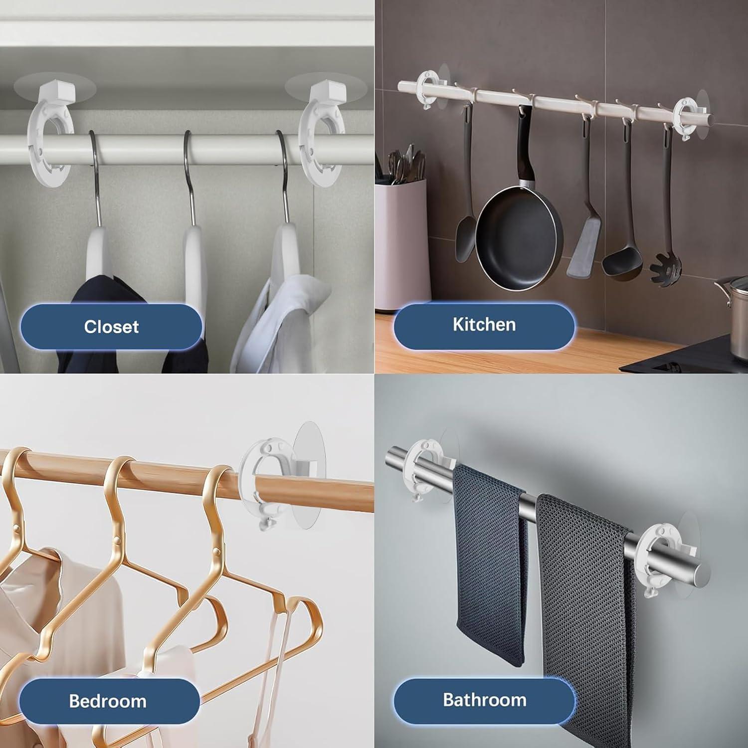 Soportes de Varilla de Cortina Adhesivos Havenest 6 Pcs Blanco