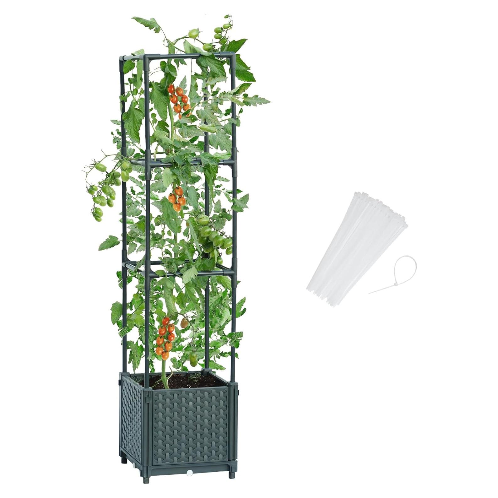 Caja de Plantas Elevada LINEX con Enrejado 15.1L Gris