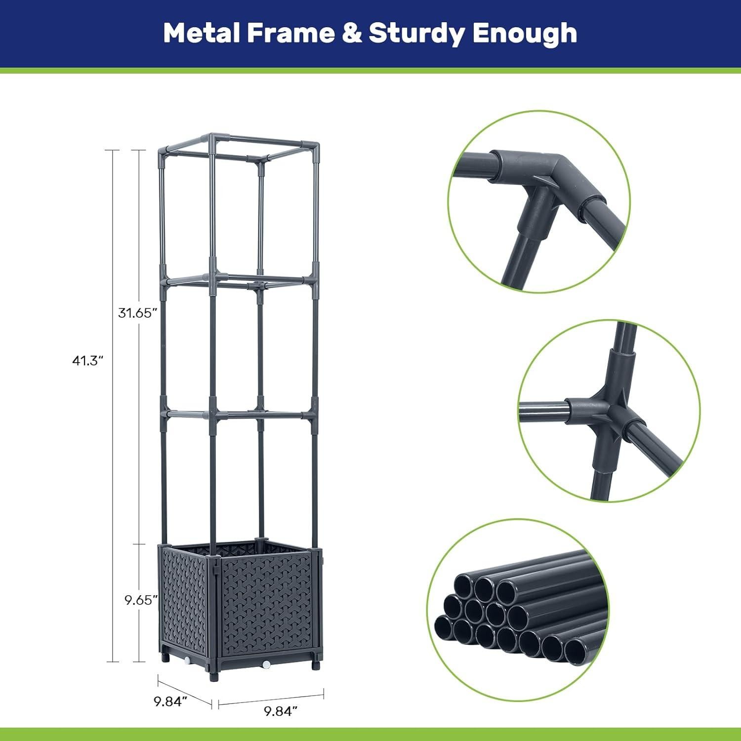 Caja de Plantas Elevada LINEX con Enrejado 15.1L Gris