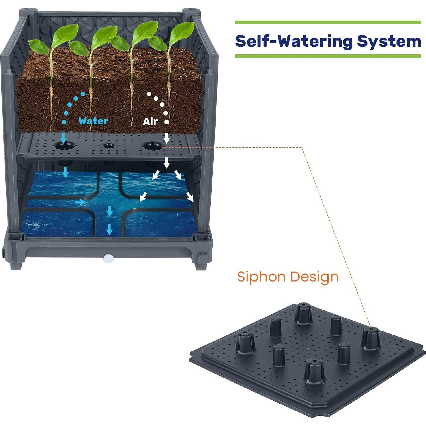 Caja de Plantas Elevada LINEX con Enrejado 15.1L Gris