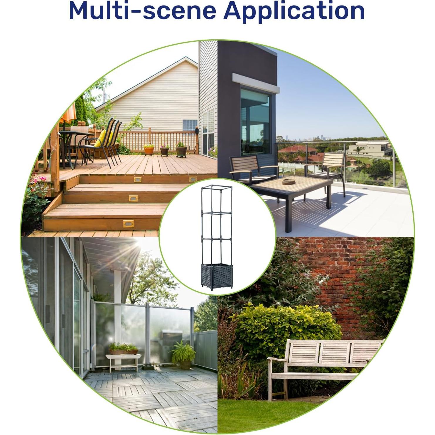 Caja de Plantas Elevada LINEX con Enrejado 15.1L Gris