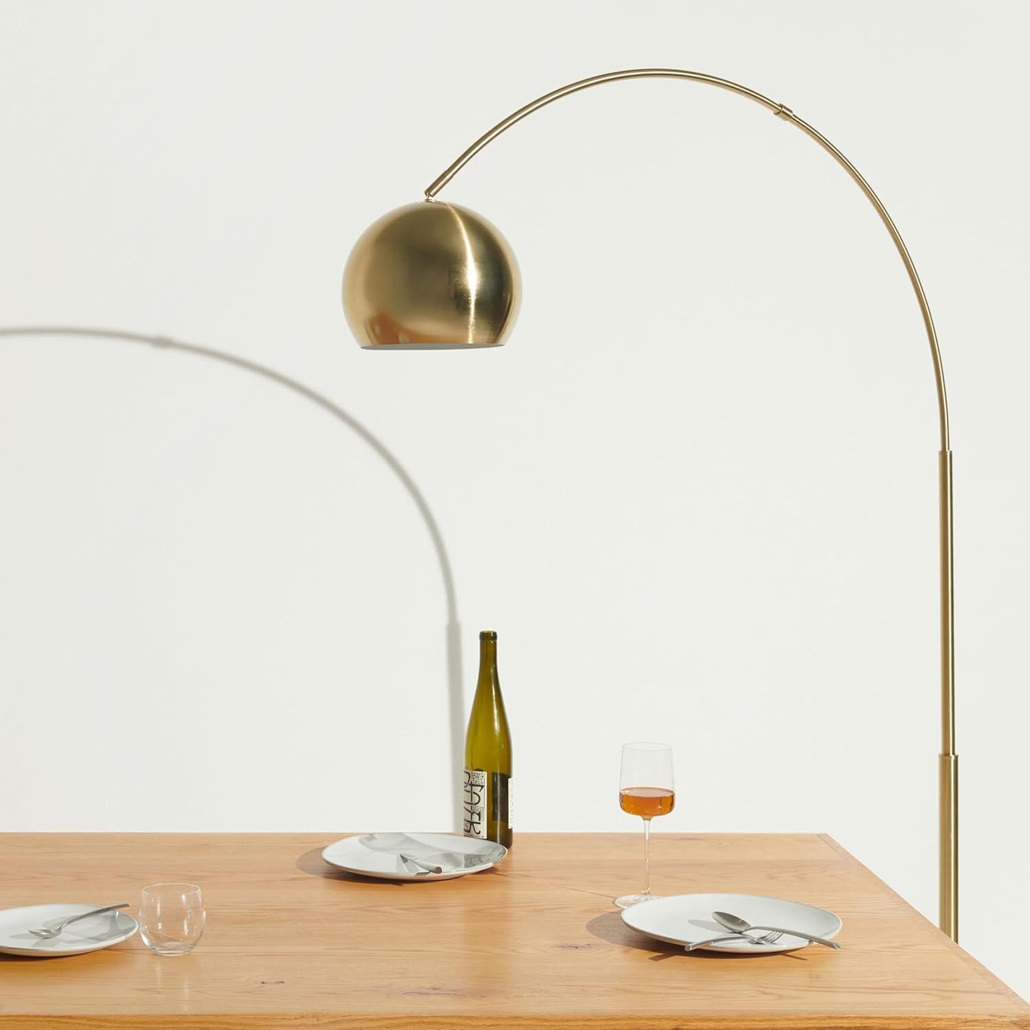 Lámpara de Pie Brightech Olivia Arco 193 cm Latón/Oro LED