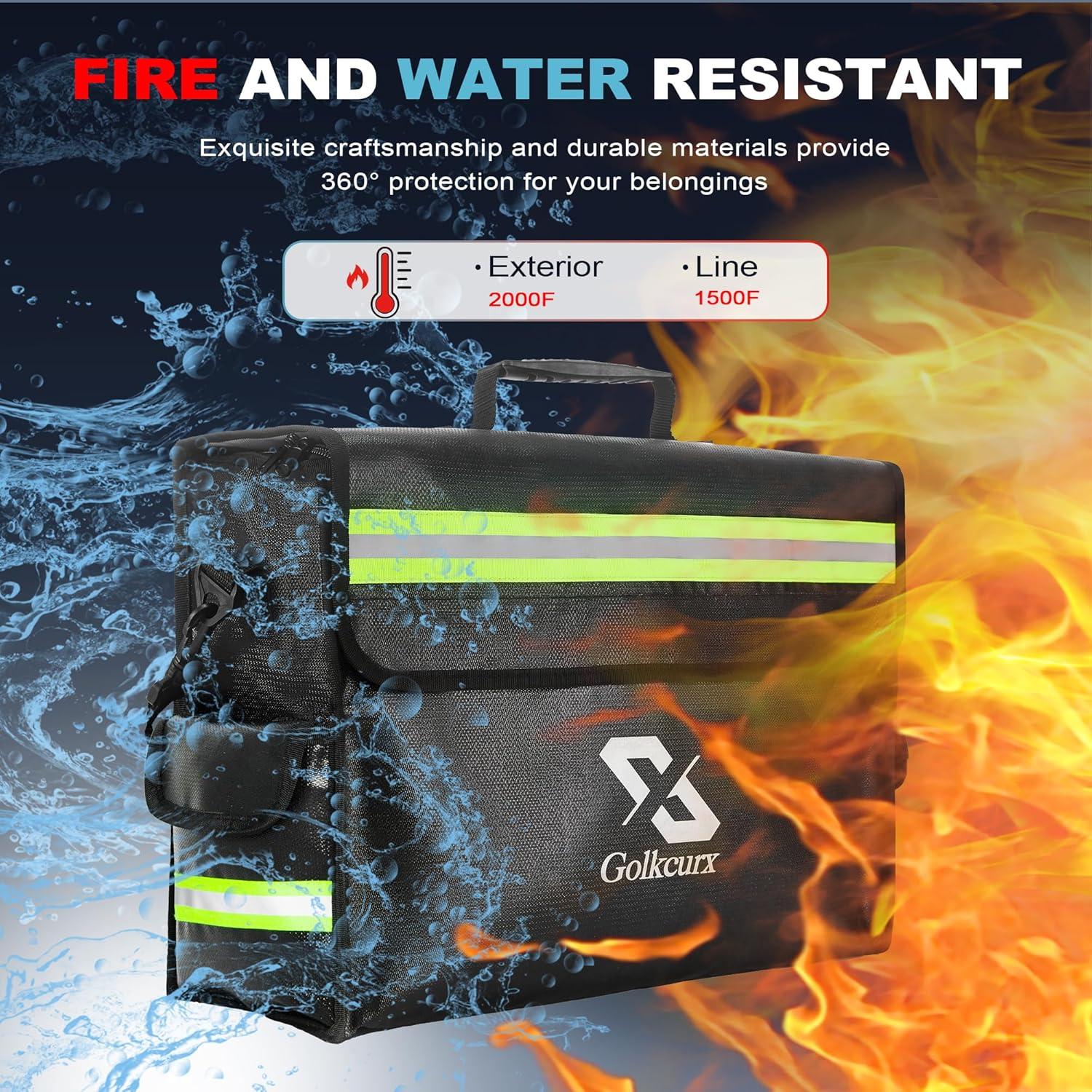 Bolsa a Prueba de Fuego Golkcurx 43x30cm con Cremallera